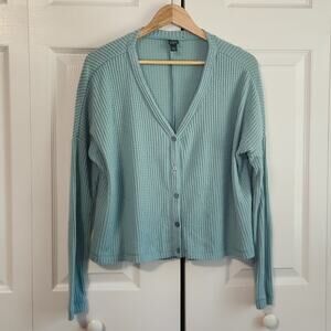 Wild Fable Women's Seafoam Green Thermal Sweater Cardigan V-neck Button‎ Size XS